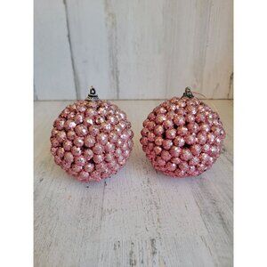 Pink ball glitter puff ball ornament‎ Xmas set unique